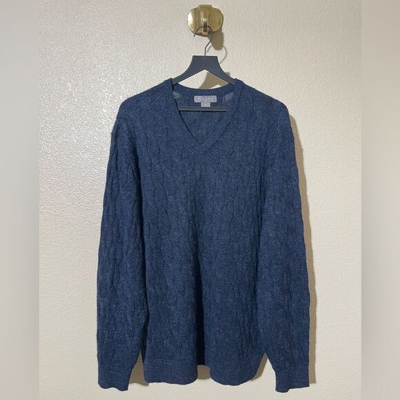 Daniel Cremieux Men's Navy V-Neck Alpaca Wool Sweater - Picture 1 of 5